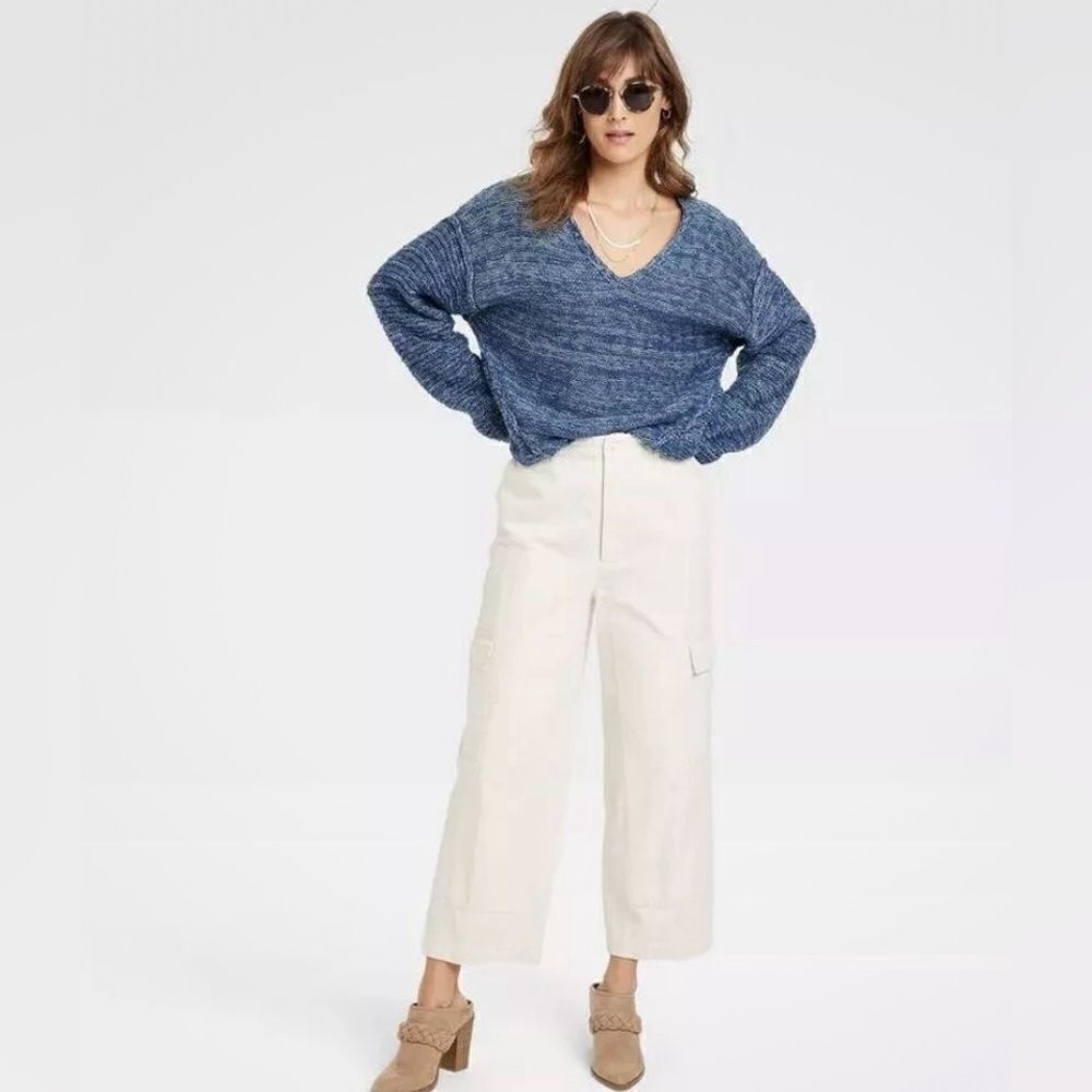 Universal Thread V Neck Blue Marled Sweater NWOT Size XXL
